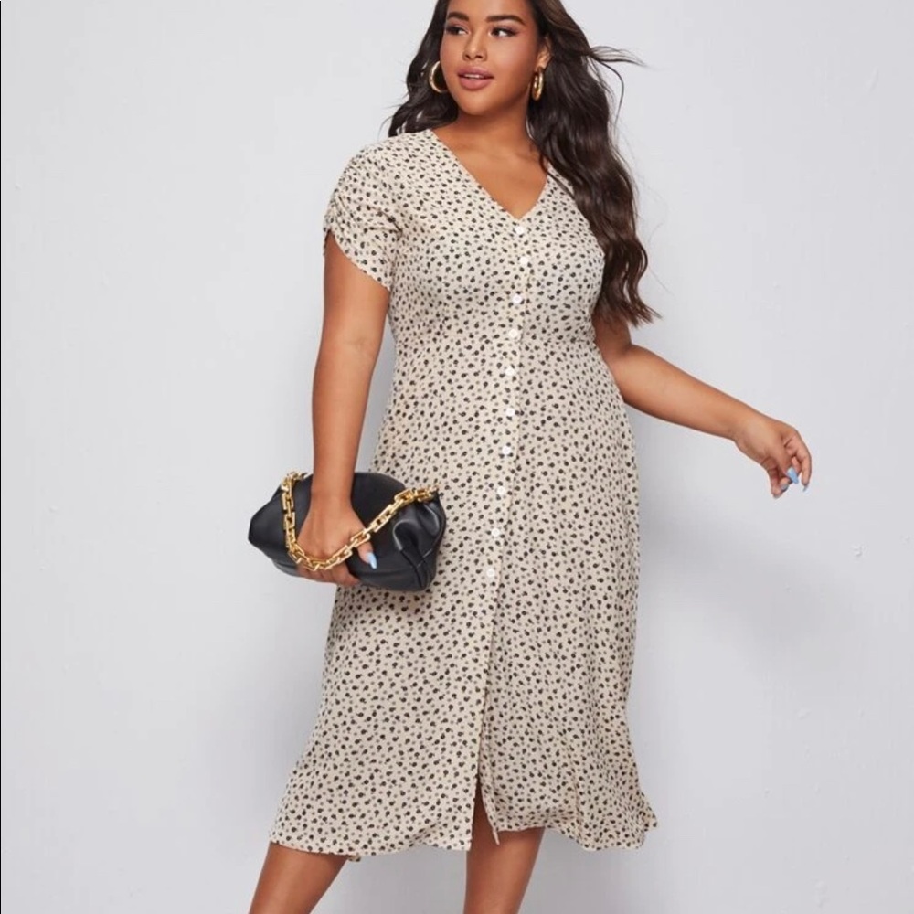 Floral Button-front Dress SHEIN